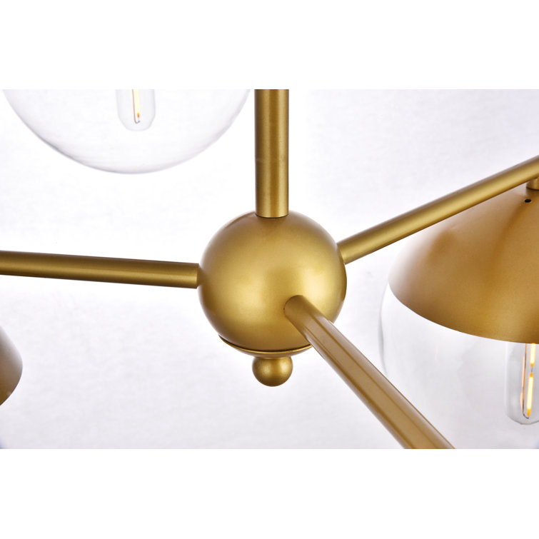 Elegant Eclipse 6-Light Brass & Clear Glass Contemporary Chandelier