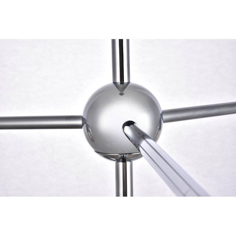 Eclipse 6-Light Chrome Frosted White Glass Modern Pendant