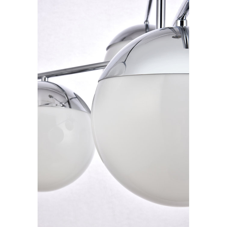 Eclipse 6-Light Chrome Frosted White Glass Modern Pendant