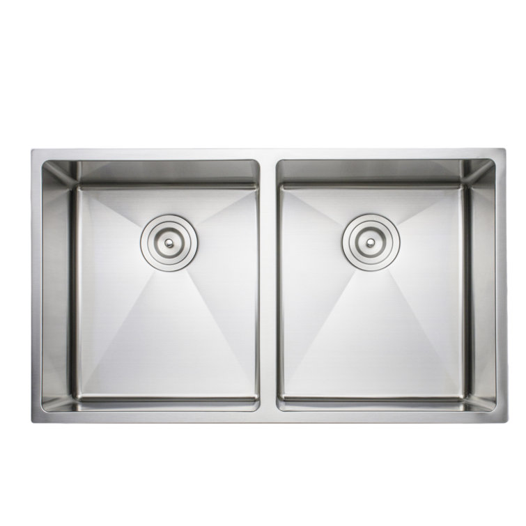 33'' Matte Stainless Steel Double Bowl Undermount Kitchen Sink