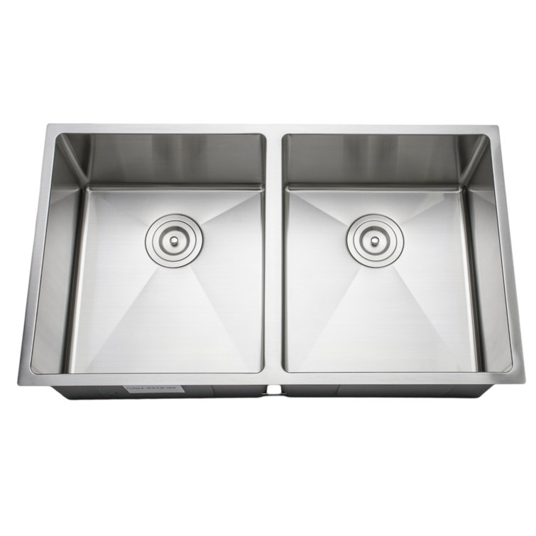 33'' Matte Stainless Steel Double Bowl Undermount Kitchen Sink