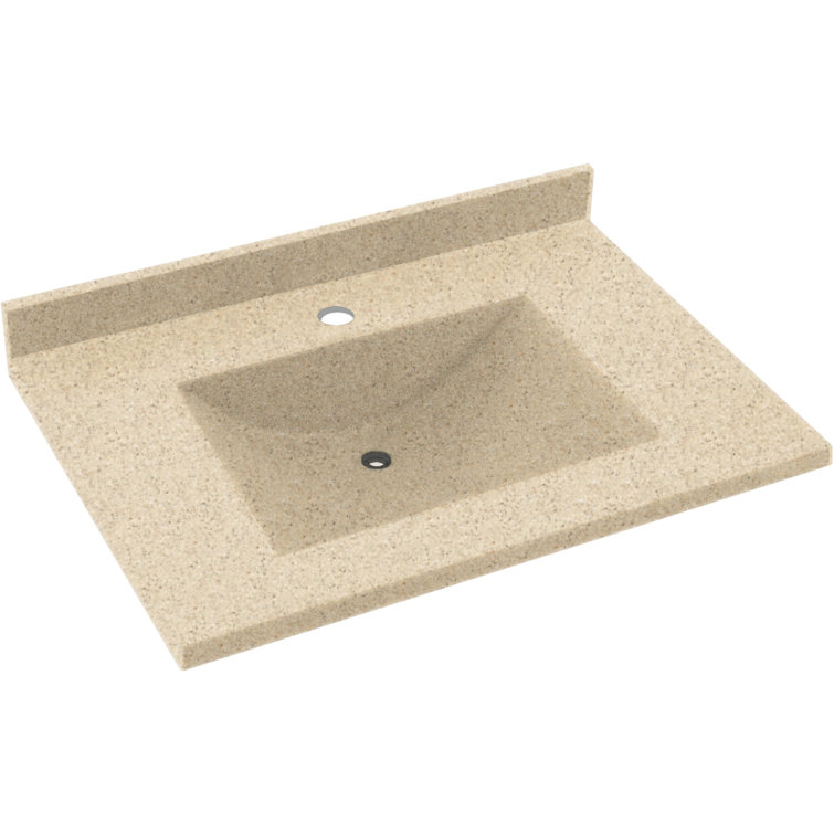 37'' Bermuda Sand Swanstone Single Bathroom Vanity Top with Rectangular Sink