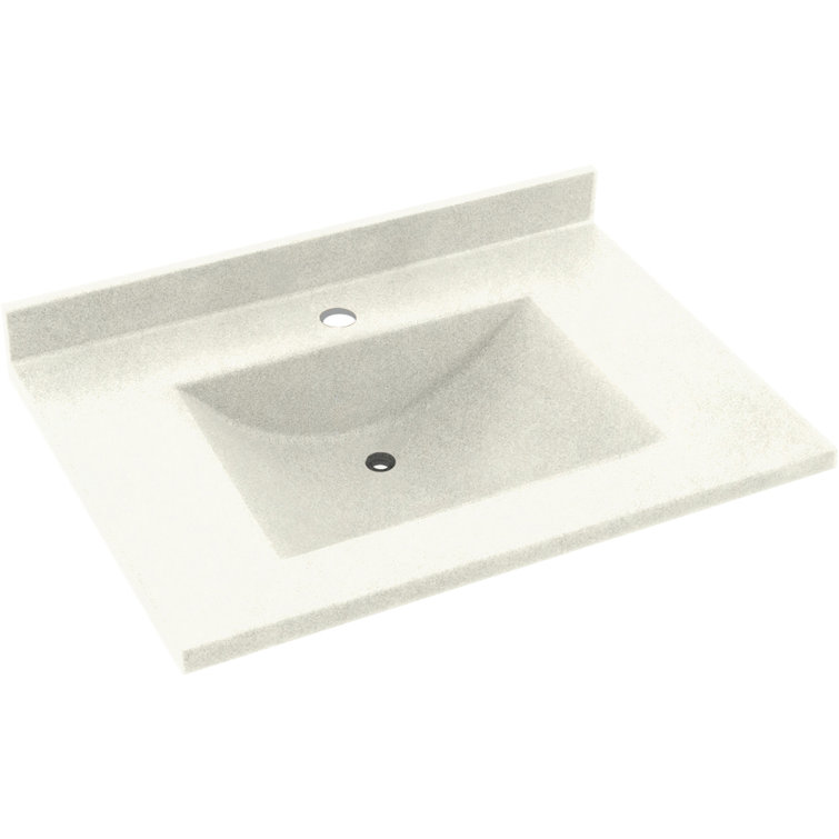 Tahiti White 37'' Swanstone Single Bathroom Vanity Top with Rectangular Sink