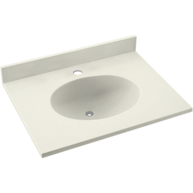 Bisque Solid Surface 25'' Single Bathroom Vanity Top with Sink