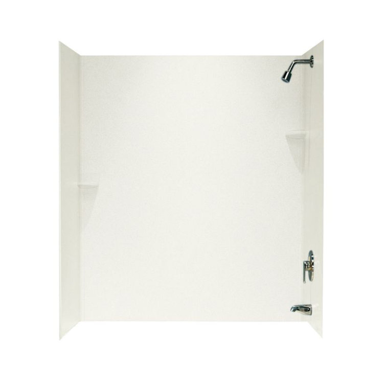 Bisque Solid Surface Alcove Bathtub Wall Kit with Smooth Matte Finish