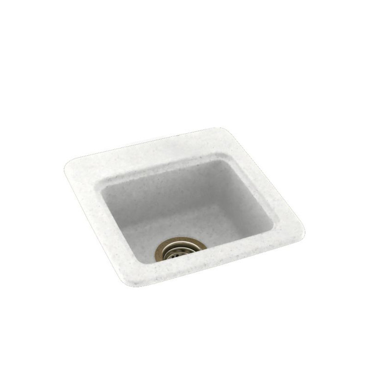 Tahiti White 15'' Drop-In Square Kitchen Sink