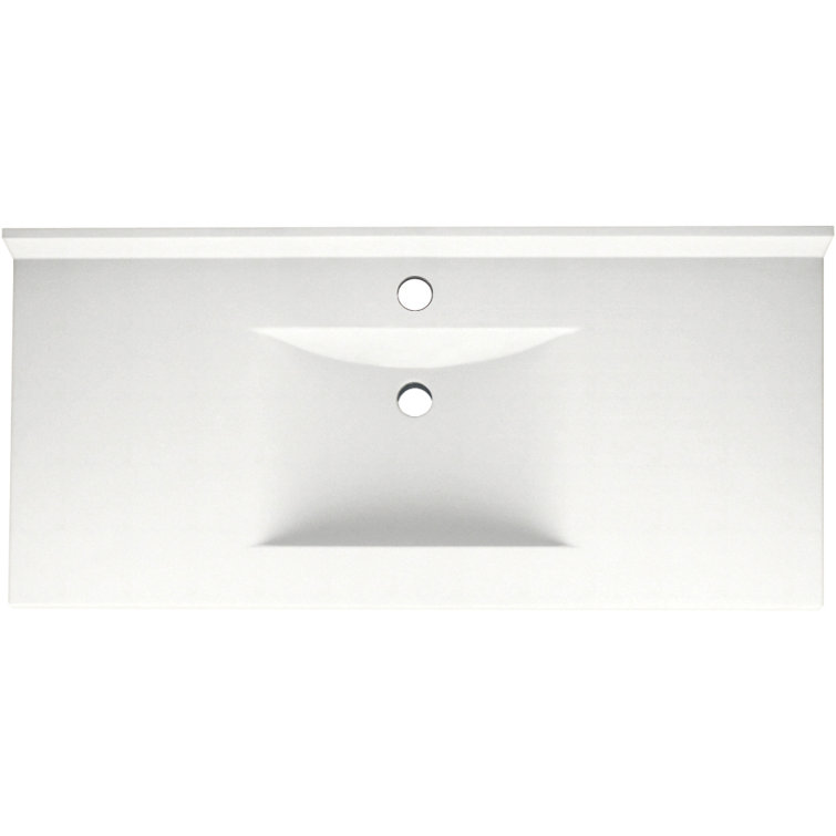 White Engineered Solid Surface Single Sink Bathroom Vanity Top