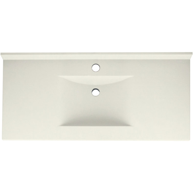 White Engineered Solid Surface Single Sink Bathroom Vanity Top