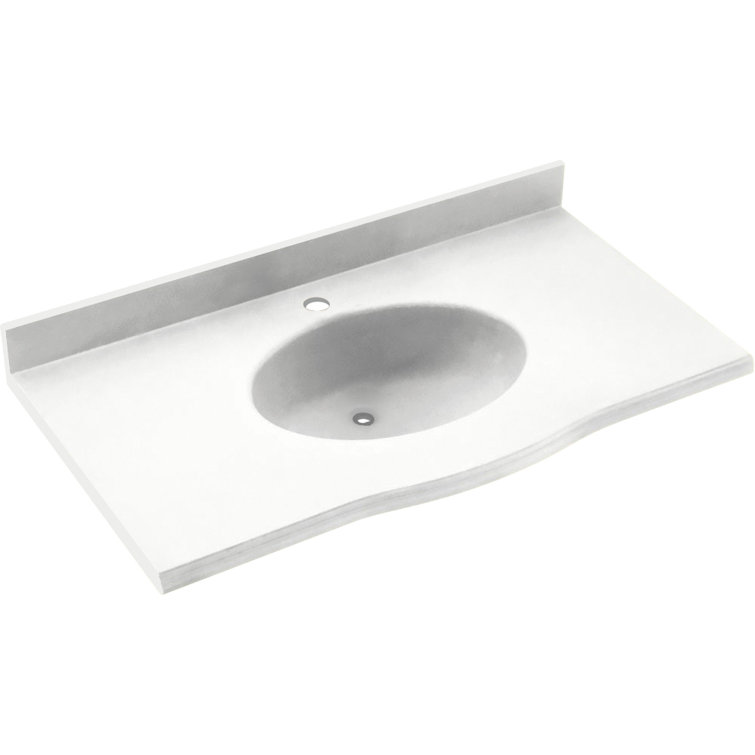 White Solid Surface 37'' Single Bathroom Vanity Top with Sink