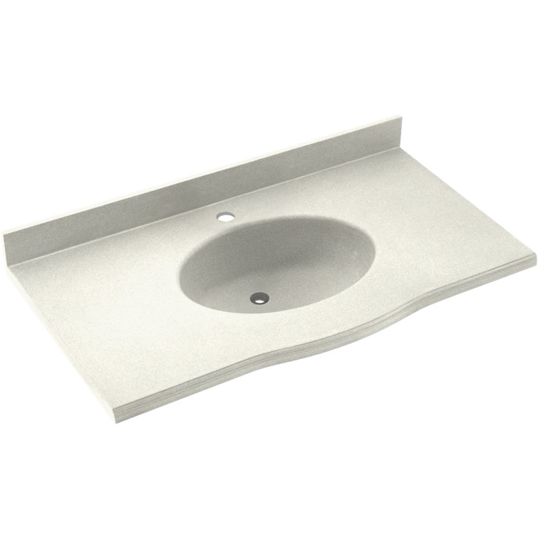 Bisque Composite Single Sink Bathroom Vanity Top with Backsplash