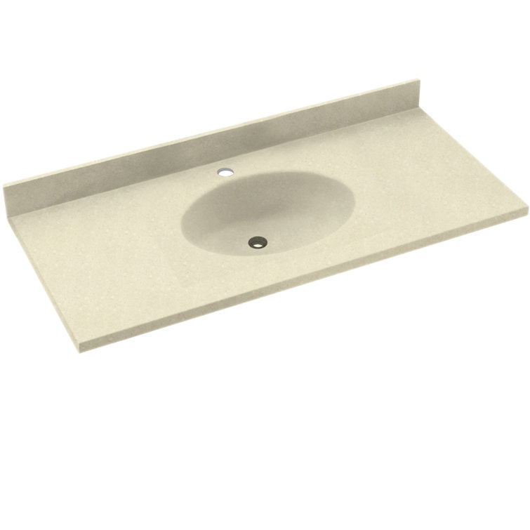 Bone Solid Surface Single Sink Bathroom Vanity Top with Backsplash