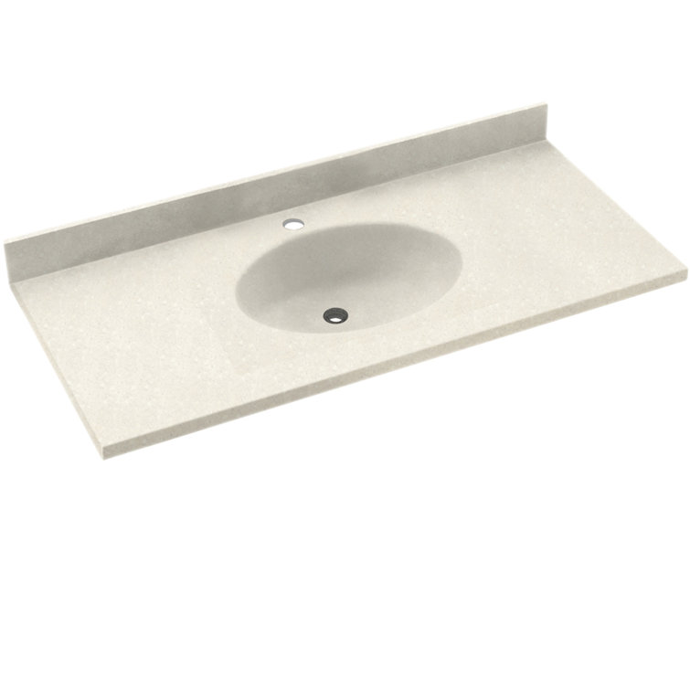 Bisque Engineered Solid Surface 25'' Single Bathroom Vanity Top with Sink