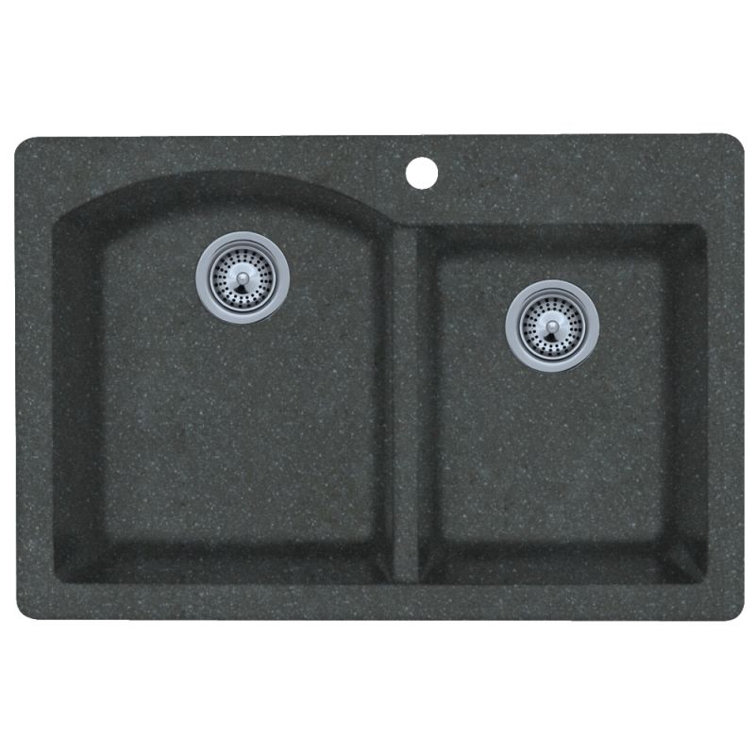 Nero Granite Composite 33'' Double Bowl Drop-In Kitchen Sink