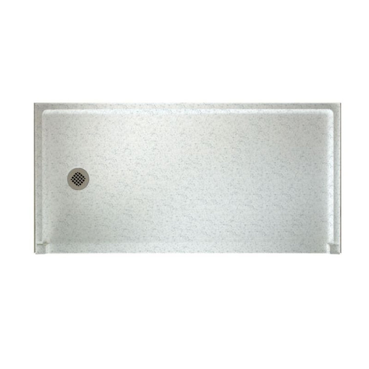 Matte Blue Rectangular Floor-Mounted Shower Base with Drain