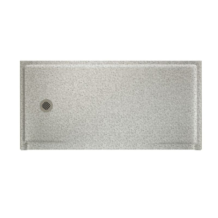 Matte Blue Rectangular Floor-Mounted Shower Base with Drain