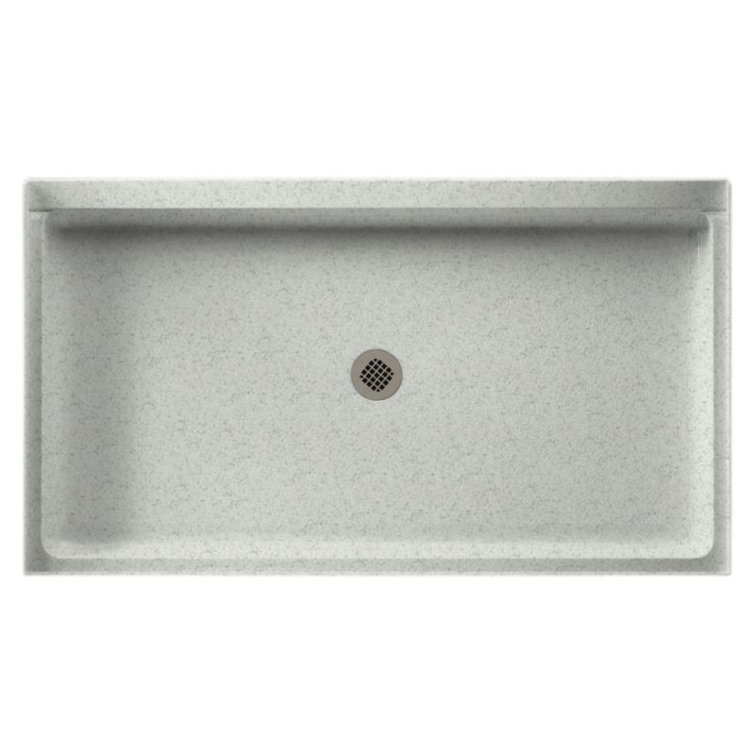 Tahiti Gray Solid Surface Rectangular Shower Base with Center Drain