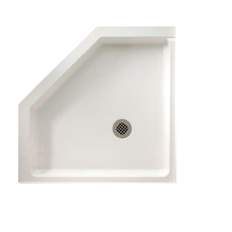 Tahiti White Neo-Angle Corner Shower Base with Center Drain