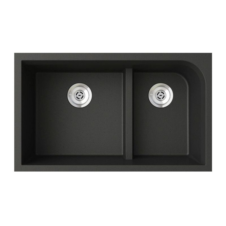 32'' Nero Granite Composite Double Bowl Undermount Kitchen Sink
