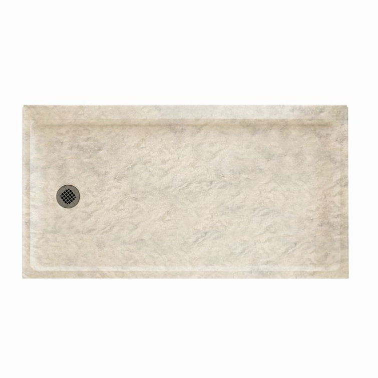 Bone Solid Surface Rectangular Shower Base with Left-Hand Drain