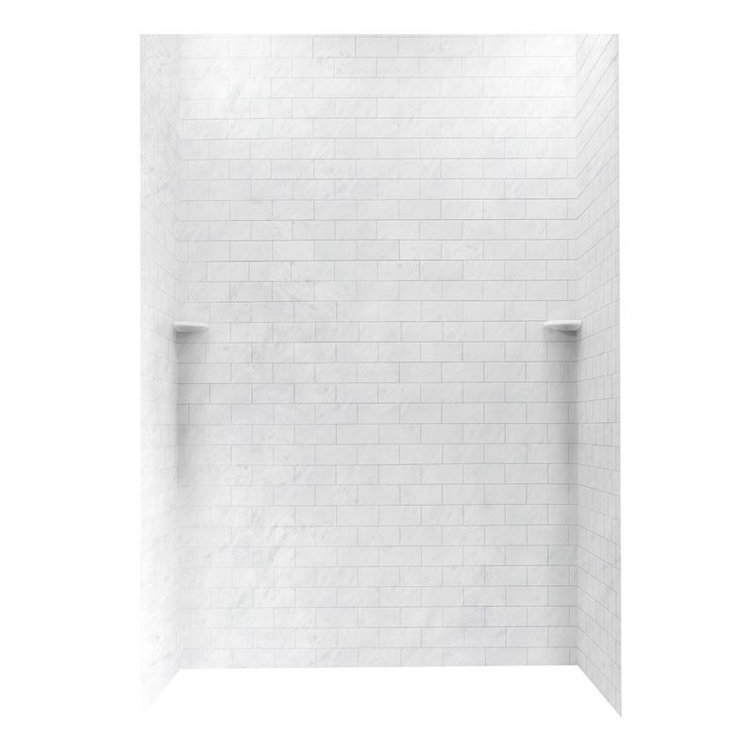 Tundra White Solid Surface Subway Tile Shower Wall Kit