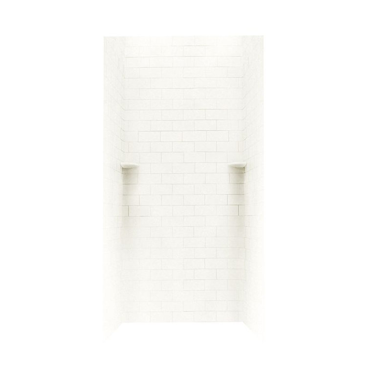 Tahiti White 36'' x 96'' Glue Up Subway Tile Shower Wall Kit