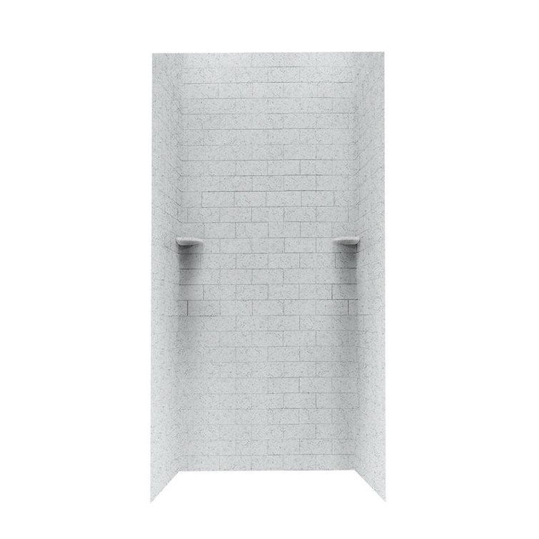 Tahiti Gray Solid Surface Shower Wall Kit with Subway Tile Design