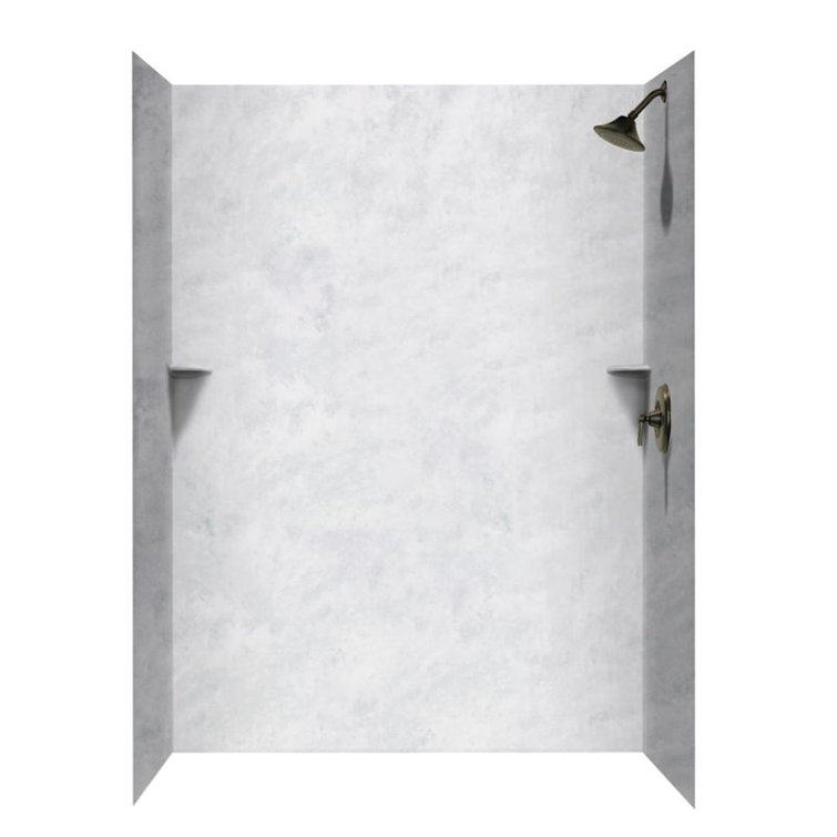 Ice Gray Solid Surface Alcove Shower Kit, 62'' W x 36'' D x 96'' H