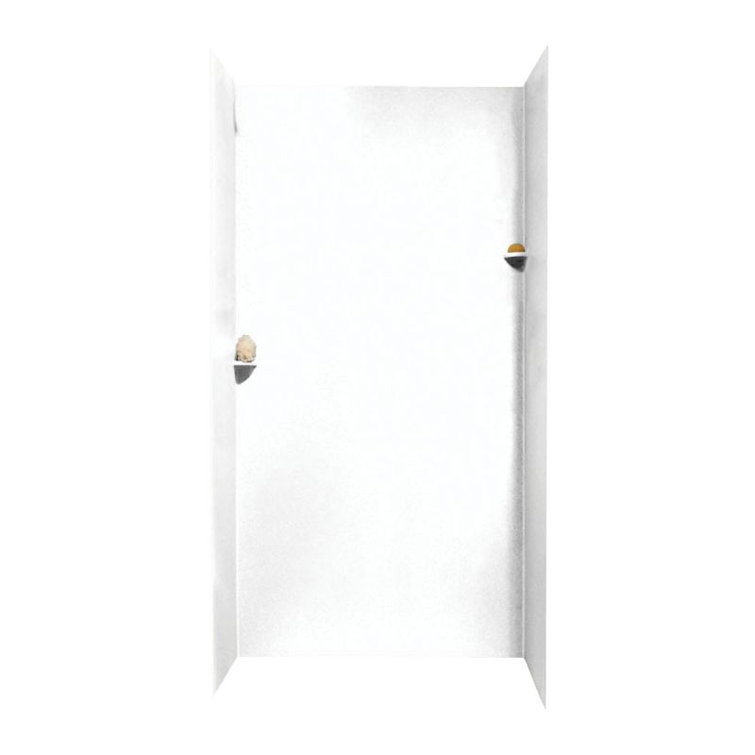 White Solid Surface 48'' x 48'' x 96'' Glue Up Alcove Shower Wall