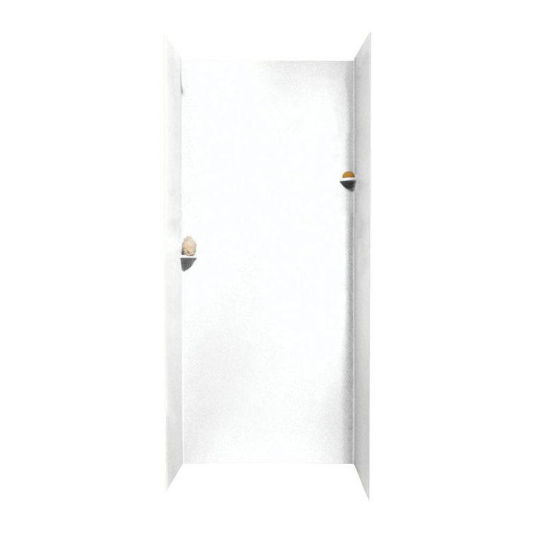 White Solid Surface 36'' W x 36'' D x 96'' H Alcove Shower Wall Kit