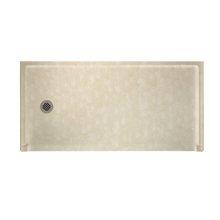 Matte Blue Rectangular Floor-Mounted Shower Base with Drain