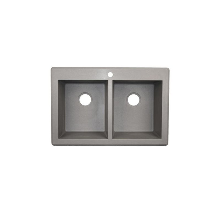 33'' Matte Gray Granite Composite Double Bowl Kitchen Sink