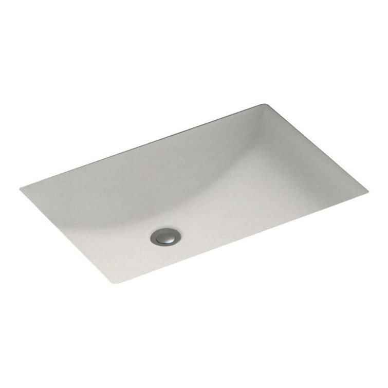 Glacier White Rectangular Stone Undermount Bathroom Sink