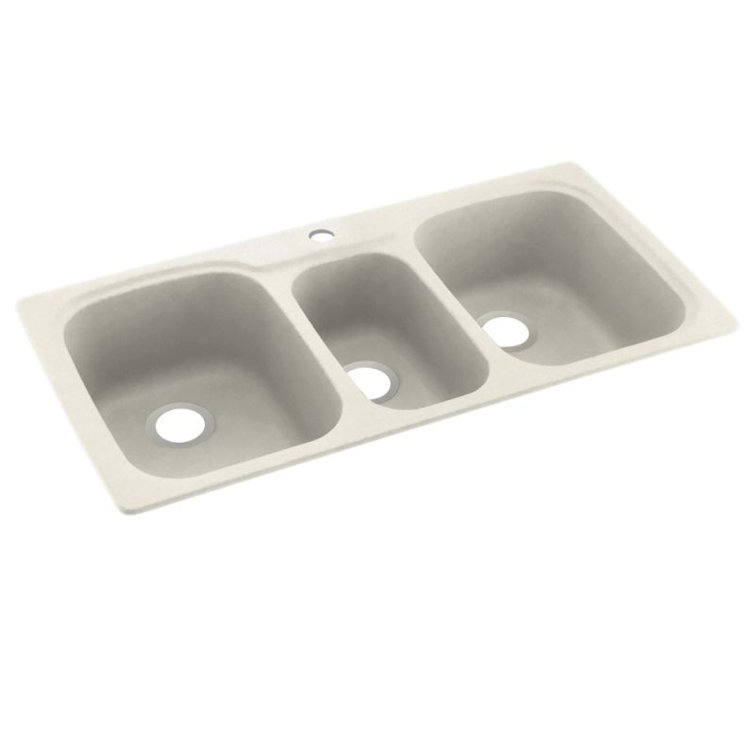White Matte Solid Surface Triple Bowl Undermount Kitchen Sink