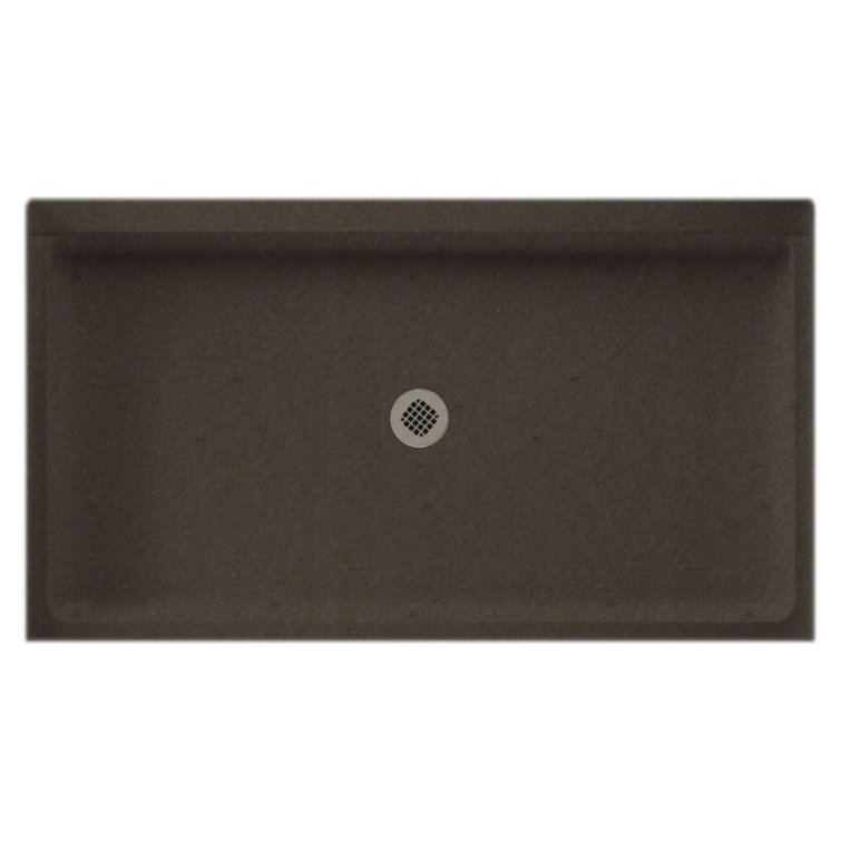 Canyon Gray Solid Surface Rectangular Shower Base with Center Drain