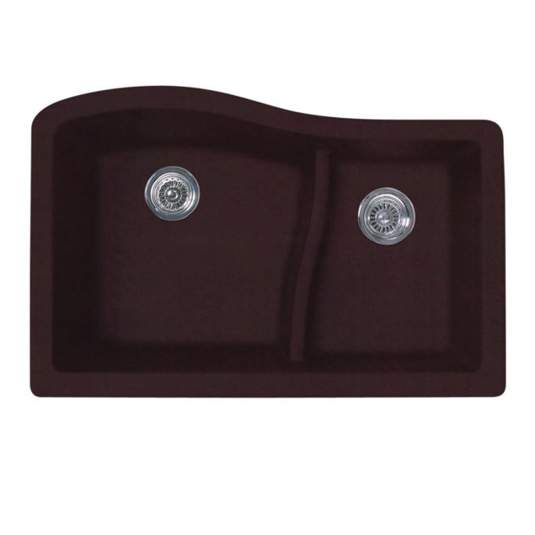 Espresso Granite 32'' Double Bowl Undermount Kitchen Sink