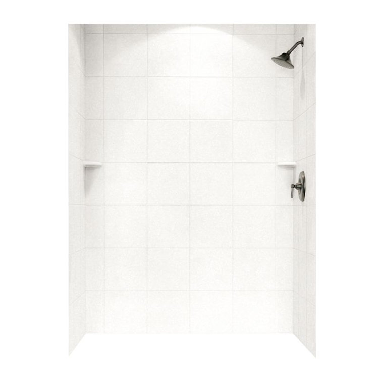 96'' Tall Tahiti White Solid Surface Alcove Wall Panels