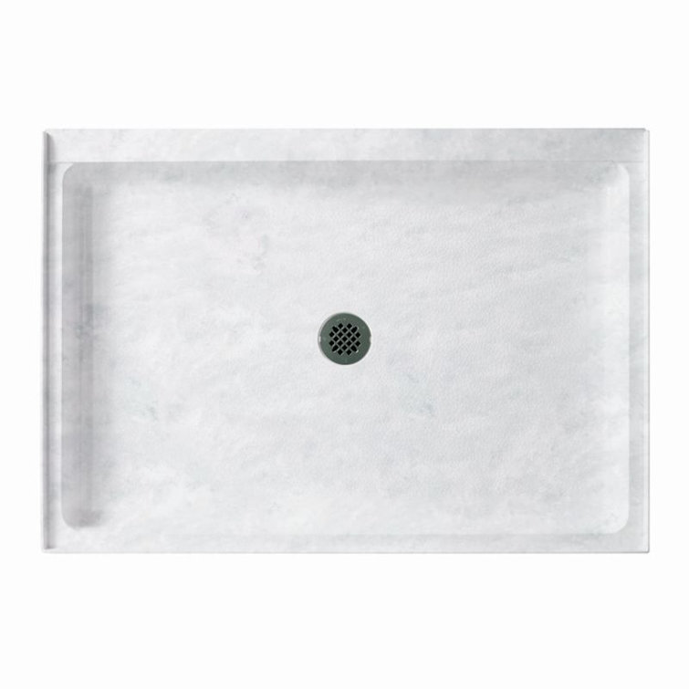 Ice White Solid Surface Rectangular Shower Base with Center Drain