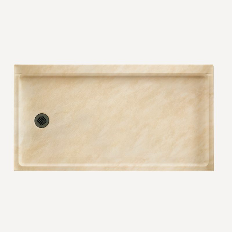 Matte Blue Rectangular Floor-Mounted Shower Base with Drain