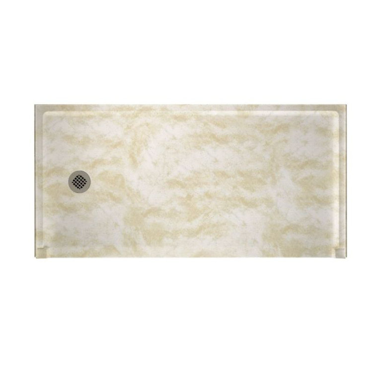 Matte Blue Rectangular Floor-Mounted Shower Base with Drain