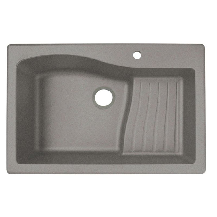 33'' Gray Stone Drop-In Single Bowl Kitchen Sink