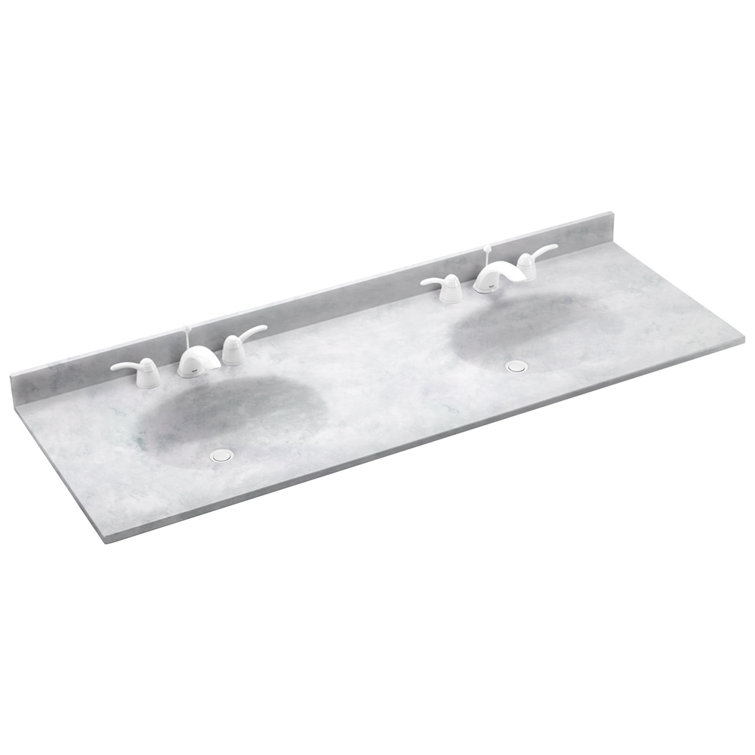 61'' Ice Gray Solid Surface Double Sink Vanity Top
