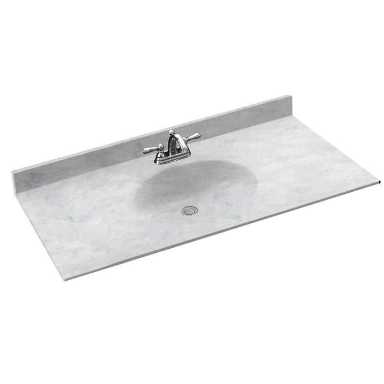 Ice Gray Solid Surface Single Sink Vanity Top with Backsplash