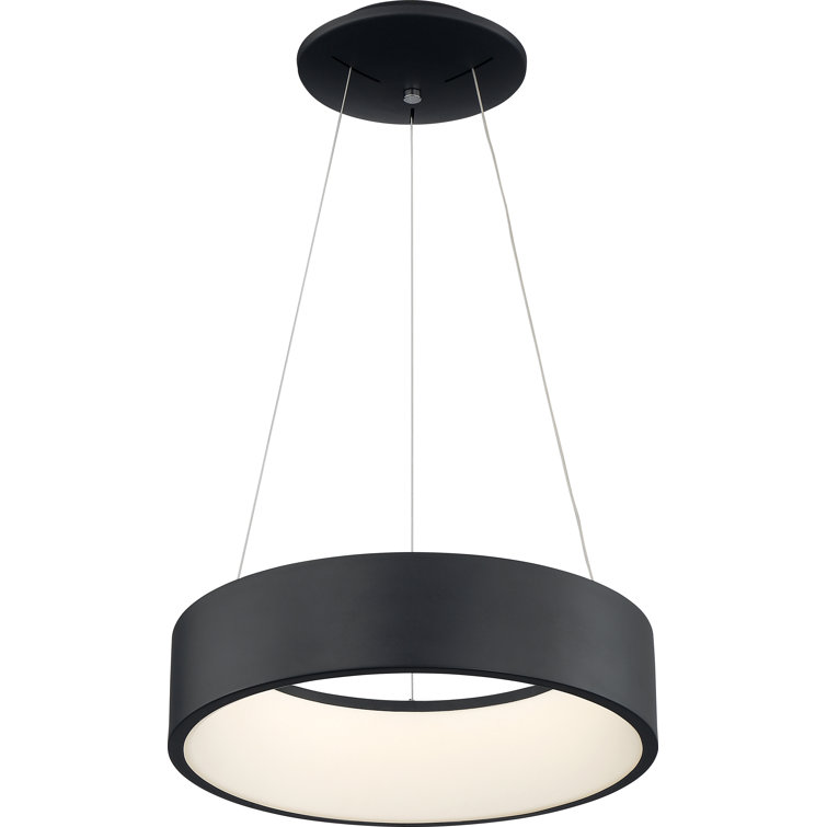 Fynn 17.75" Black Drum LED Pendant Light