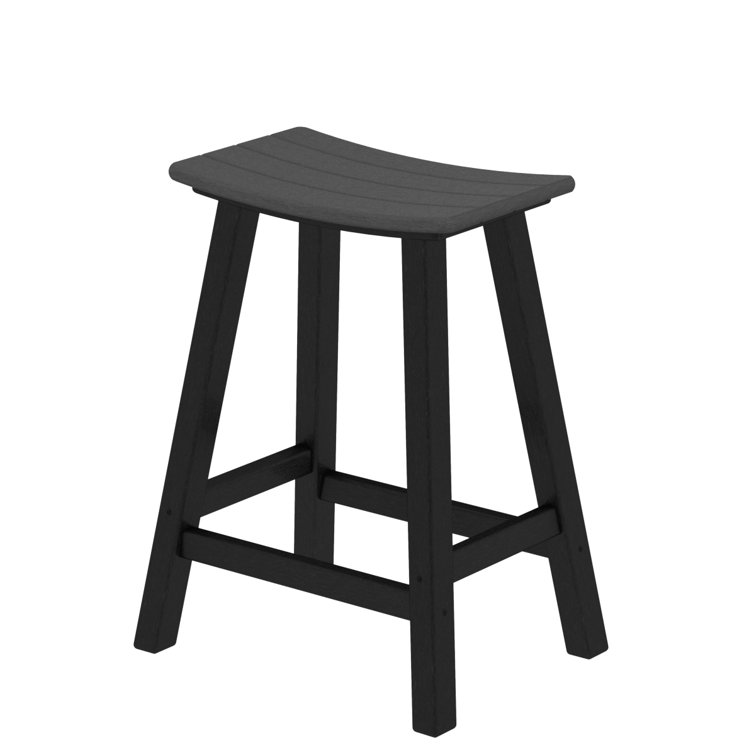 Black and Slate Gray 24" Saddle Bar Stool