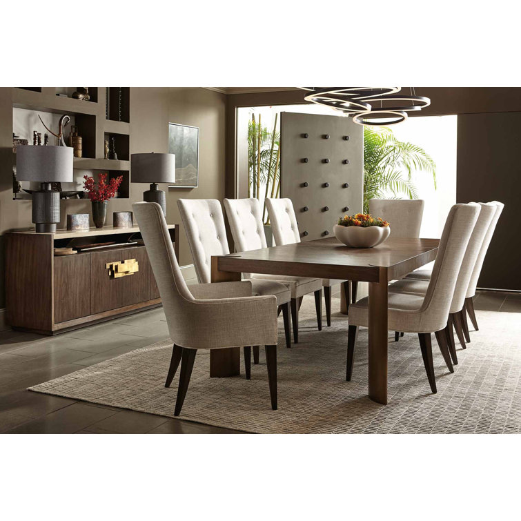 Rustic Modern Tapestry White Upholstered Arm Chair in Warm Taupe