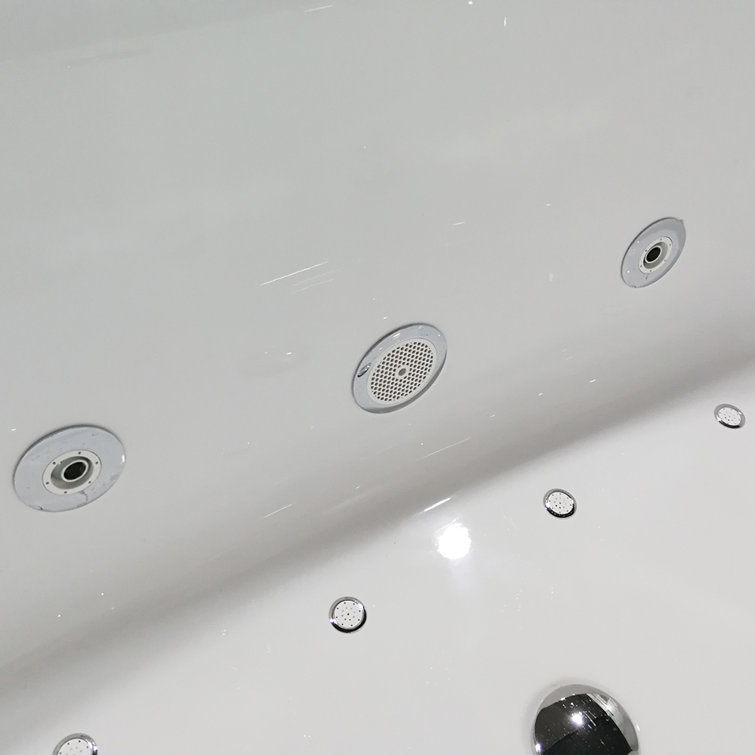 71'' White Acrylic Freestanding Double Slipper Bathtub with Jets