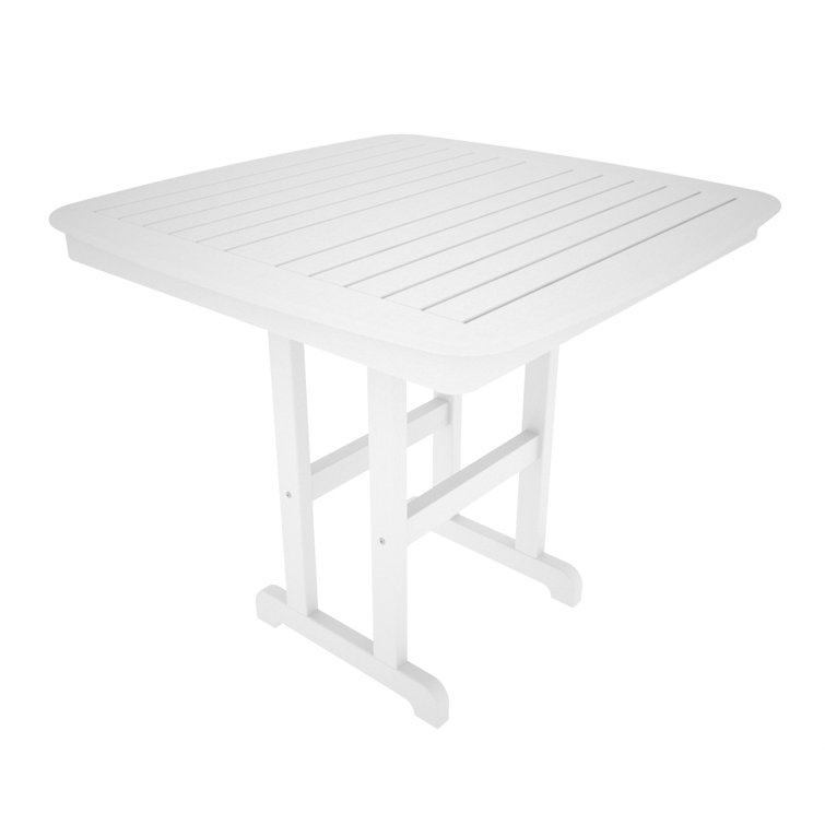 White Polypropylene Nautical Counter Table with Umbrella Hole