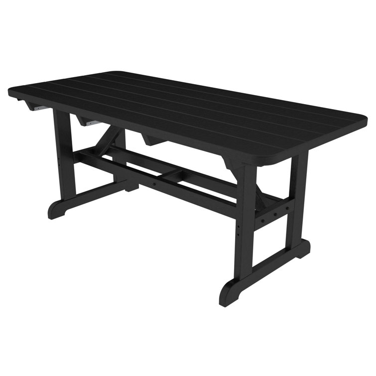 Black 70" Recycled Plastic Outdoor Picnic Table