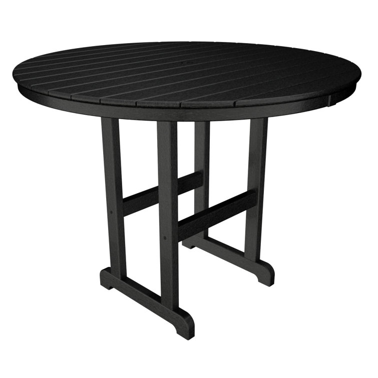POLYWOOD Black 36" Round Farmhouse Dining Table
