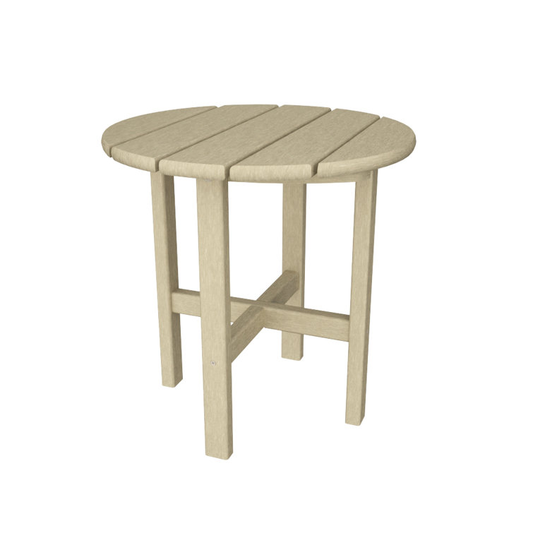 Beige 18" Round Polywood Outdoor Side Table
